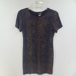 Teddi Evening Aline Dress Short Sleeve  Knee Length Animal Print Women's Size 8